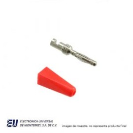 CONECTOR BANANA MACHO 2MM ROJO 2 CAIMANES CHAPEADOS EN ORO A – POMONA 5936-2
