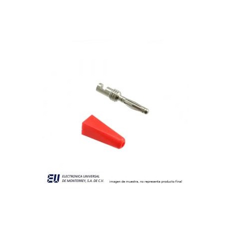 CONECTOR BANANA MACHO 2MM ROJO 2 CAIMANES CHAPEADOS EN ORO A – POMONA 5936-2