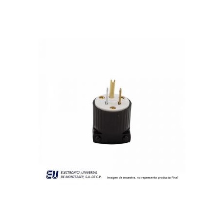 CLAVIJA DE POLICARBONATO NEGRA CON BLANCO 2P3H 15A 125V  – WD5266