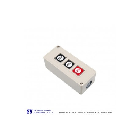 Interruptor tipo botonera de PLÁSTICO 3 Amp, 3 Polos. FOR-REV-STOP – CPB-3
