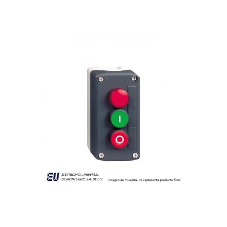 BOTONERA GRIS 2 PULS. + 1 PILOTO ROJO 120VCA 1NA 1NC – XALD363G
