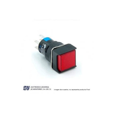 BOTON PULSADOR SOSTENIDO ILUMINADO ROJO 120V NA+NC – LAY50-16F-22TD