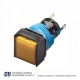 BOTON PULSADOR SOSTENIDO ILUMINADO AMARILLO 24V 16MM NA +NC – K16-382YD