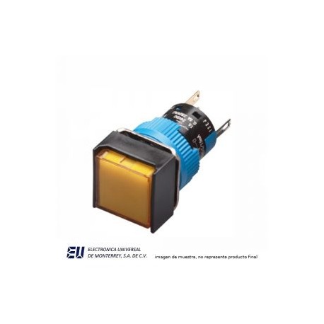 BOTON PULSADOR SOSTENIDO ILUMINADO AMARILLO 24V 16MM NA +NC – K16-382YD