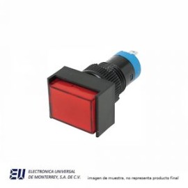 BOTON PULSADOR SOSTENIDO ILUMINADO ROJO 24V 16MM NA+NC – K16-382-RD