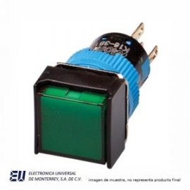 BOTON PULSADOR SOSTENIDO ILUMINADO VERDE 24V 16MM NA +NC – K16-382-GD