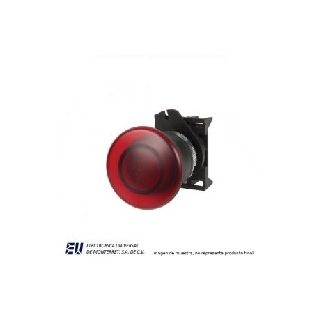 BOTON DE HONGO ROJO PLASTICO CON TRABA 22MM ILUMINADO – PPFL1S4N